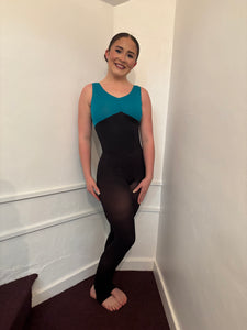 Sleeveless Leotard Black/Teal (Liberty)