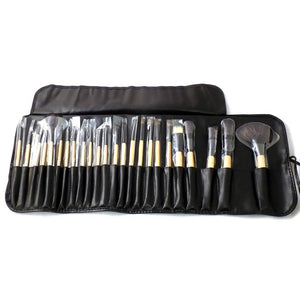 London Pride Soft Leather Bamboo Brush Set, Black, 24 Pieces
