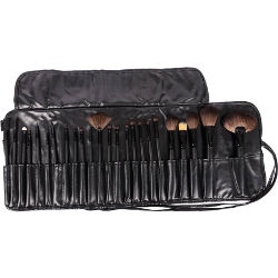 Professional Makeup Brush Set Travel Makeup Brush Kit with Case 24 Piece Black or wood effect by Lilyz. - Shopdance.co.uk