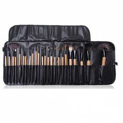 Professional Makeup Brush Set Travel Makeup Brush Kit with Case 24 Piece Black or wood effect by Lilyz. - Shopdance.co.uk