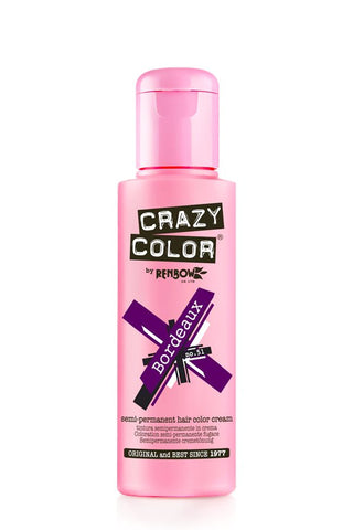 Crazy Colour Semi Permanent Hair Dye 100ml BORDEAUX - Shopdance.co.uk