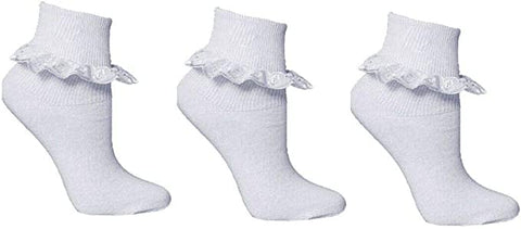 Girls White Frilly Socks Pack of 3
