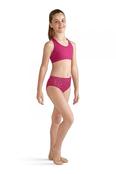 Girls Classic Crop Top in Pink with a Mesh Racerback by Bloch Code: FT502C CLEARANCE - Shopdance.co.uk