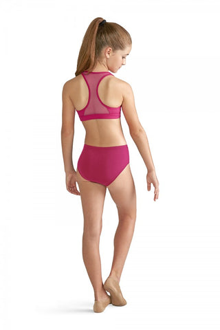 Girls Classic Crop Top in Pink with a Mesh Racerback by Bloch Code: FT502C CLEARANCE - Shopdance.co.uk