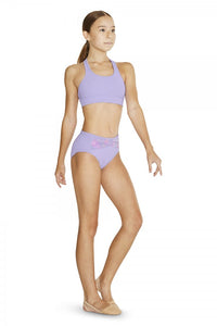 Girls Lilac High Waisted Briefs with Floral Mesh by Bloch Code: FR5118 Clearance - Shopdance.co.uk