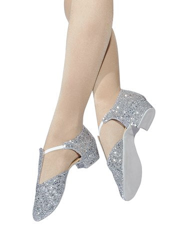 Silver Glitter Greek Sandals with Suede Soles - Girls-Women's Ballroom Dancing Shoes by Roch Valley Code GGS - Shopdance.co.uk