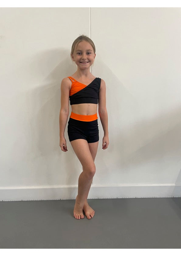 Dance Crop Top in Black and Orange