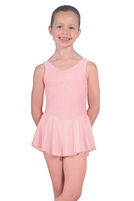 Roch Valley ISTDJ Girls Sleeveless Nylon Lycra Regulation Leotard Pastel Pink with attached skirt - Shopdance.co.uk