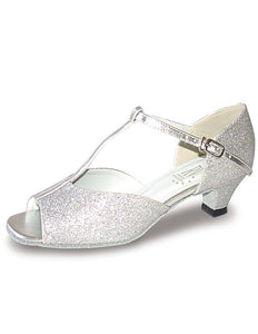 Silver Ballroom Shoe Girls-Women's 1 1/2" spanish heel by Roch Valley Code ADUO Best Seller - Shopdance.co.uk