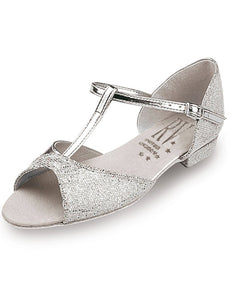 Girls Silver Ballroom Shoe - T Bar - Low Heel by Roch Valley Code: STACEY/S - Shopdance.co.uk