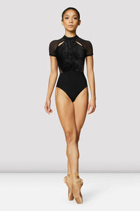 Bloch Leotard SPECIAL COLLECTION Ladies Ari Velvet Short Sleeve Leotard L4112 BLACK