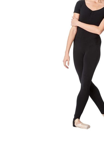 Girls Cap Sleeve Unitard complete with stirrup leggings Black by Arabesque Dancewear - Shopdance.co.uk