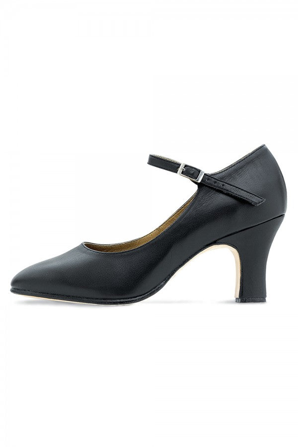 Black 3" high Character-Stage Shoe-Leather-by Bloch Code: S0386L - Shopdance.co.uk