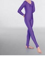 Girls Long Sleeve Nylon Lycra Catsuit with a Ruched Front and Stirrup Foot by Arabesque Dancewear Various Colours - Shopdance.co.uk