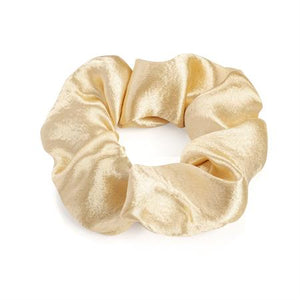 Metallic beige colour elasticated hair scrunchie.  HA33159 - Shopdance.co.uk