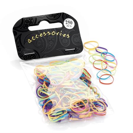Multi bright tone colour hair elastic band.  250 pieces - Shopdance.co.uk