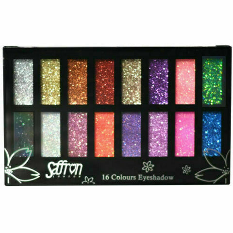 Glitter Eyeshadow Palette by Saffron Cosmetics (16 Colours)