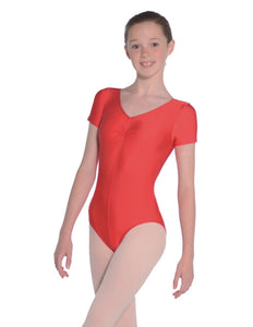 Girls Red Cap Sleeve Nylon Lycra Leotard by Arabesque Dancewear - Shopdance.co.uk