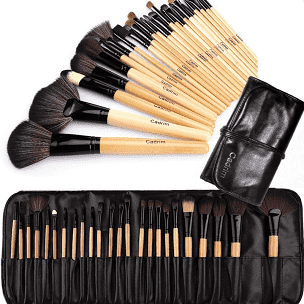 Professional Makeup Brush Set Travel Makeup Brush Kit with Case 24 Piece Black or wood effect by Lilyz. - Shopdance.co.uk